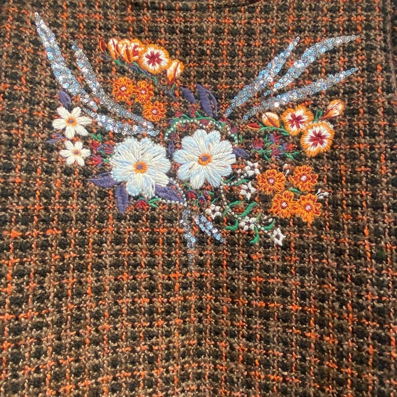 Zara Short Embroidery Dress with Sequins - Picture 2 of 6